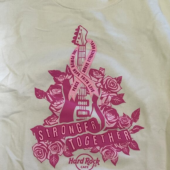 Bucharest Hard Rock Cafe Sweatshirt Women's Size L Stronger Together White Pink - Picture 3 of 4
